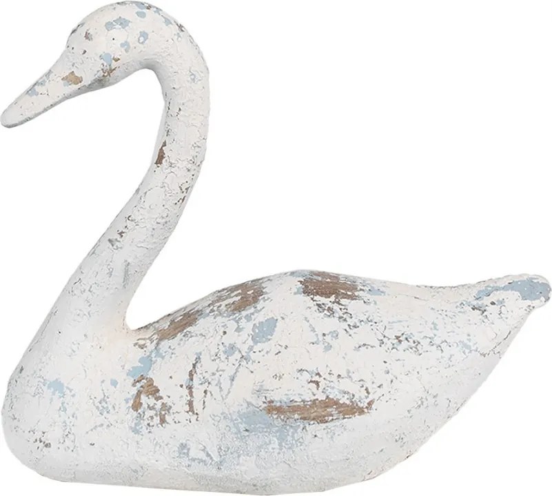 Biela antik dekoratívna figúrka Labuť - 33*16*28 cm