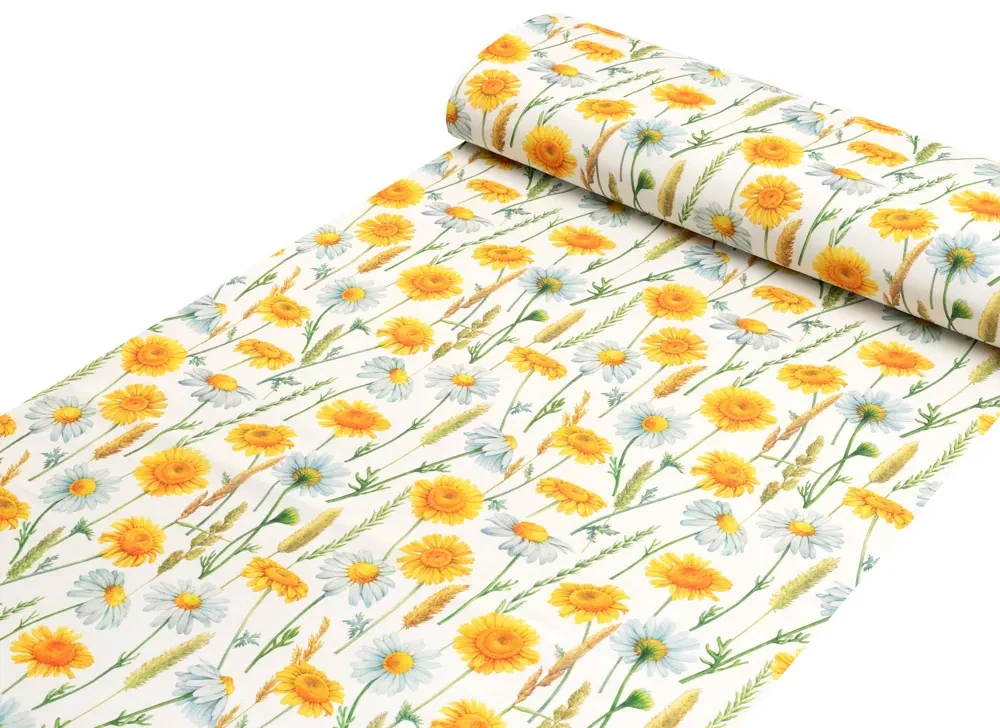 Biante Dekoračný obdĺžnikový obrus PML-104 Biele a žlté margaréty na bielom 80x120 cm