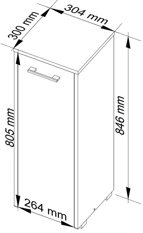 Kúpeľňová skrinka Fin 30 cm - výber z 2 prevedení