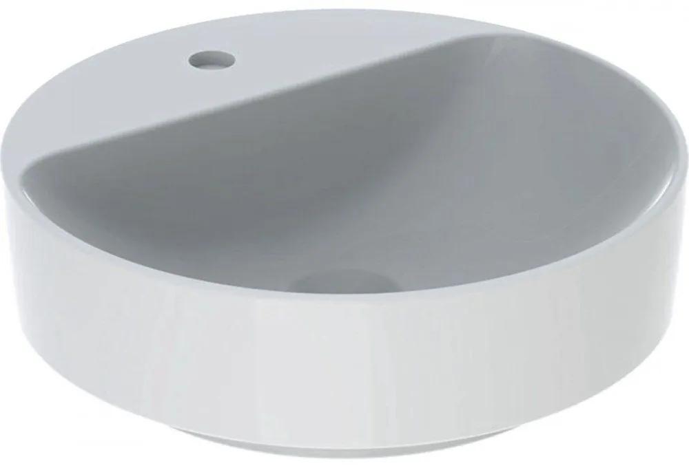 GEBERIT VariForm okrúhle umývadlo na dosku s otvorom, bez prepadu, priemer 450 mm, biela, 500.770.01.2