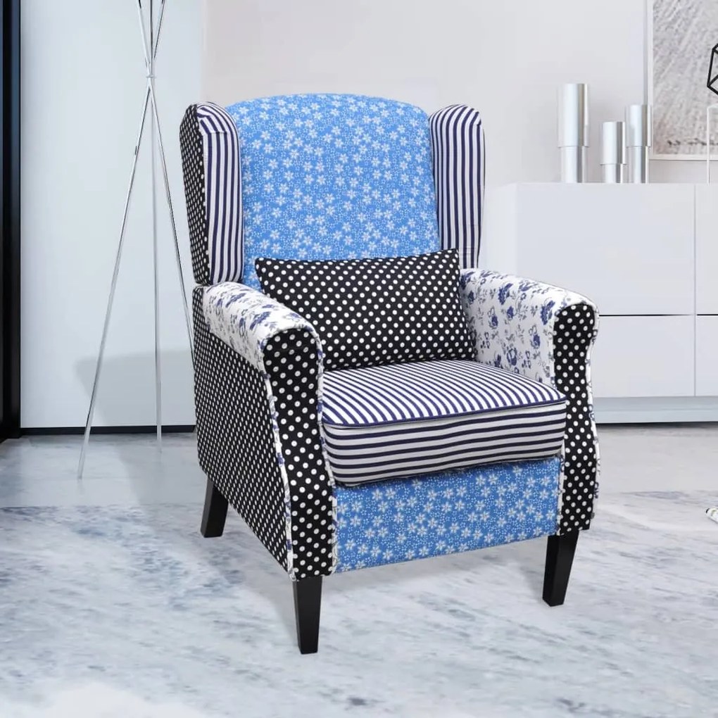 vidaXL Látkové kreslo s patchwork dizajnom