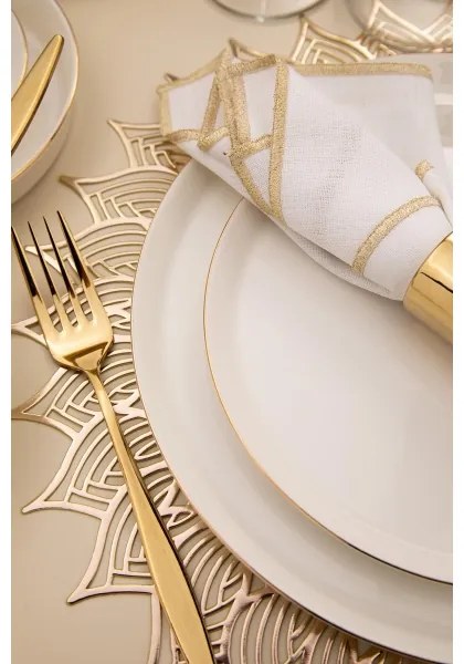 26-dielna jedálenská súprava, biely porcelán so zlatým dekorom