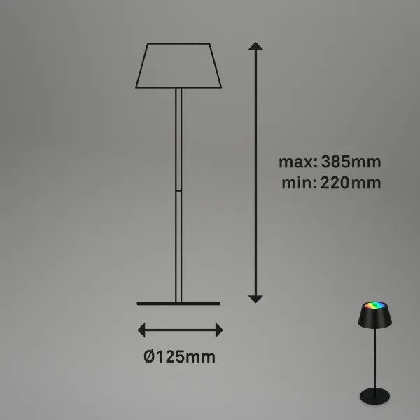 Brilo - LED RGB nabíjateľná dotyková stolná lampa KIKI LED/2,6W/5V IP44 2600 mAh čierna