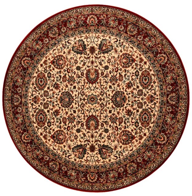 Koberec KASHQAI 4362 102 ornament, béžový / bordový kruh
