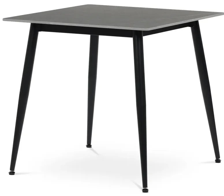 Stůl jídelní, 80x80x76 cm, keramika, kov, šedá, černá