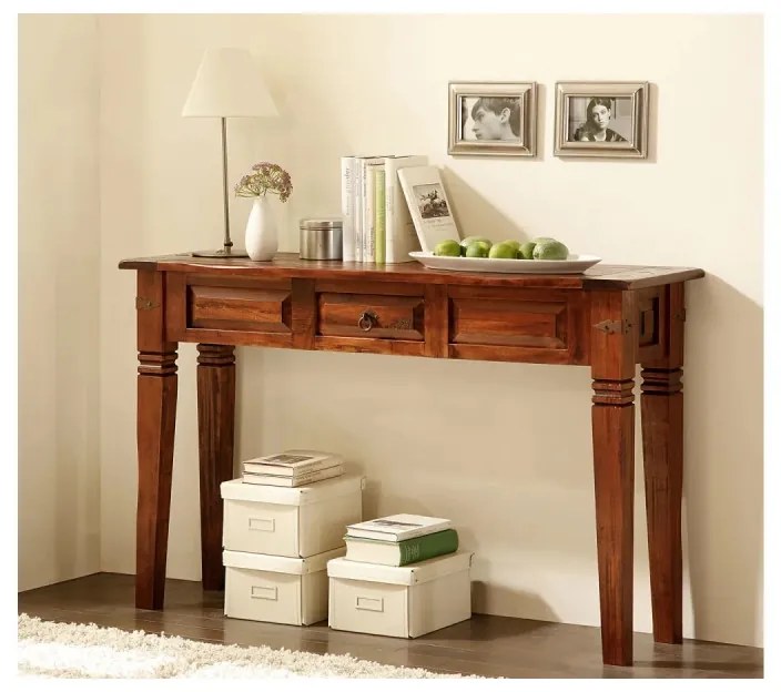 furniture-nabytek.cz - Masívny toaletný stolík Catana z borovicového dreva, hnedý, lakovaný – 120×35×76 cm