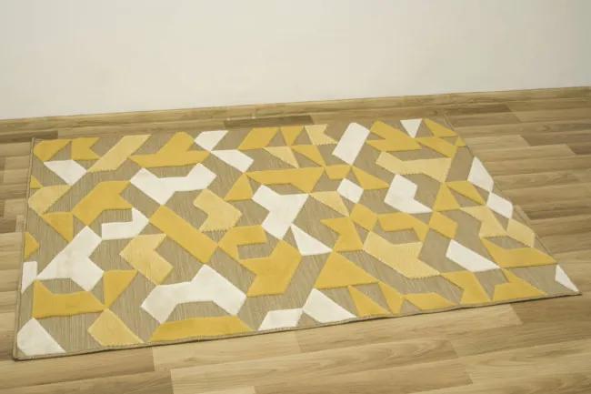 Šnúrkový koberec Reni 24526/682 - romby med / žltý / krém