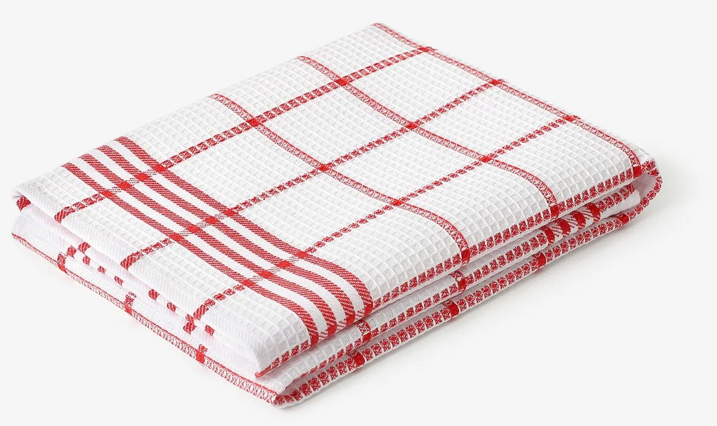 Goldea kuchynská vaflová utierka - červené prúžky 50 x 70 cm
