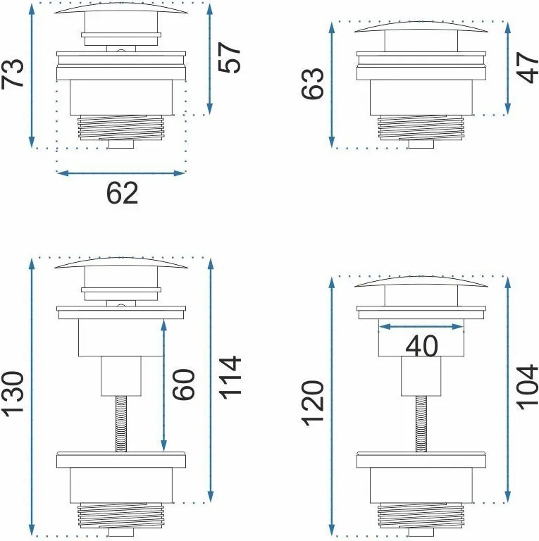 Rea Rea, umývadlový sifón s univerzálnou odtokovou zátkou Click-Clack, grafitová, REA-A1562
