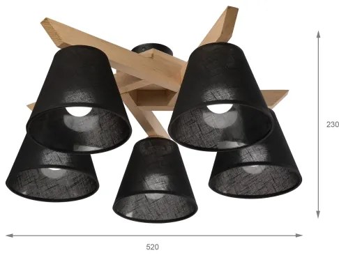 Brilagi - LED  Prisadený luster ANTHONY 5xE14/40W/230V dub/čierna