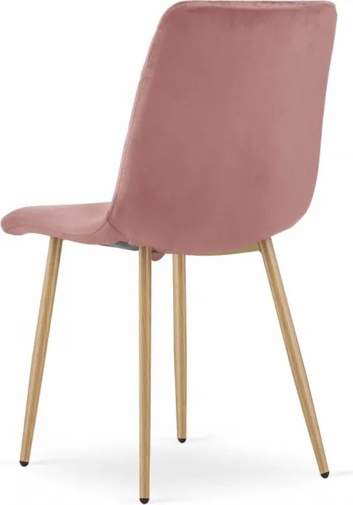 Kreslo TURIN - ružový zamat / nohy vo farbe dreva