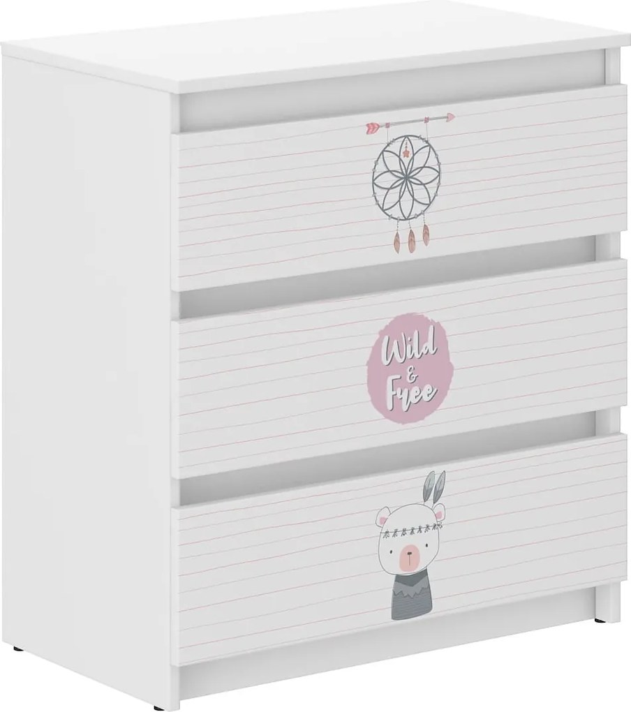 Wooden Toys Detská komoda R-3 MEDVEDÍK INDIÁN