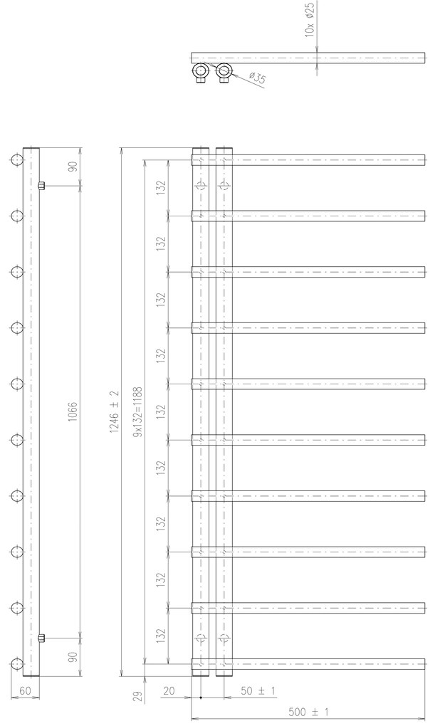 Sapho Sapho, JUSTINA vykurovacie teleso 500x1246 mm, biela mat, IR546W
