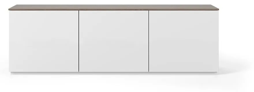 Biely matný televízny stolík so svetlohnedou doskou TemaHome Join, 180 × 57 cm
