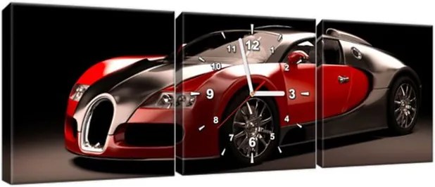 Obraz s hodinami Červené Bugatti Veyron 90x30cm ZP2376A_3A