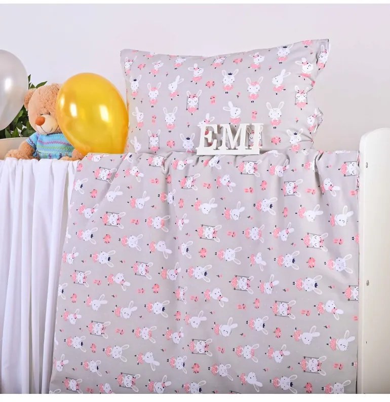 Obliečky detské bavlnené Zajačiky EMI, Detský set 90x130 + 45x65