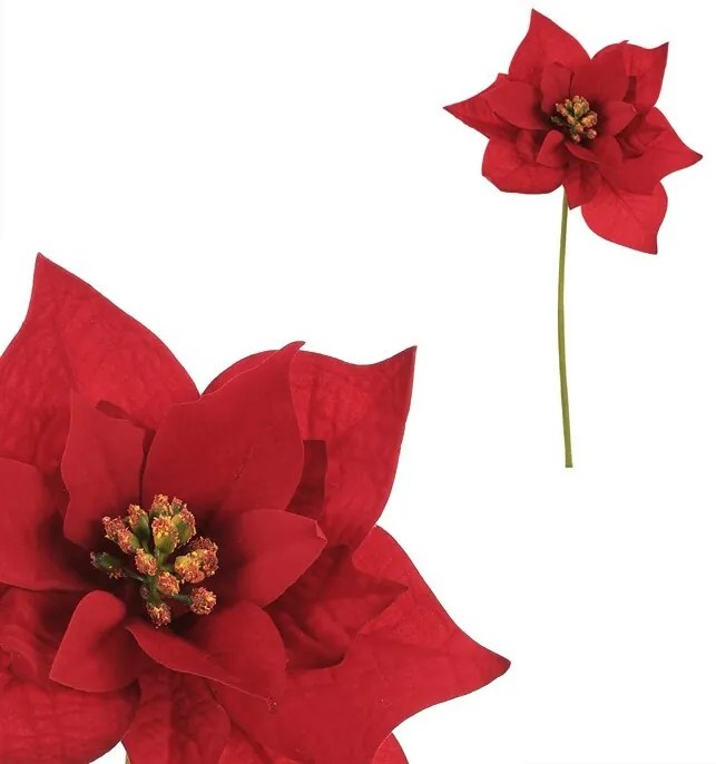 Set vianočná ruža kvet na stonke, 2ks, červená, 32 cm