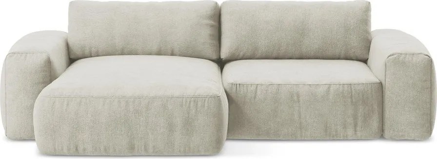 Béžová ženilková rozkladacia rohová pohovka (ľavý roh/s leňoškou) Kuki – Makamii