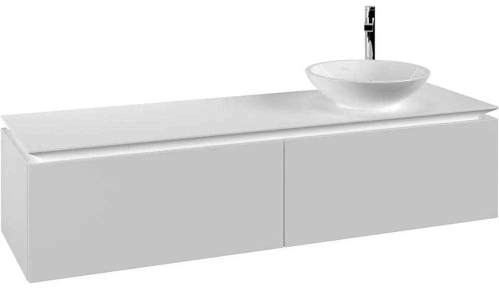 VILLEROY &amp; BOCH Legato závesná skrinka pod umývadlo na dosku (umývadlo vpravo), 2 zásuvky, 1600 x 500 x 380 mm, White Matt, B59700MS