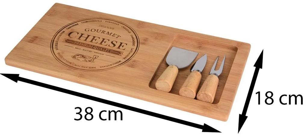 Sada na krájanie syrov Cheese, bambus, 38x18 cm