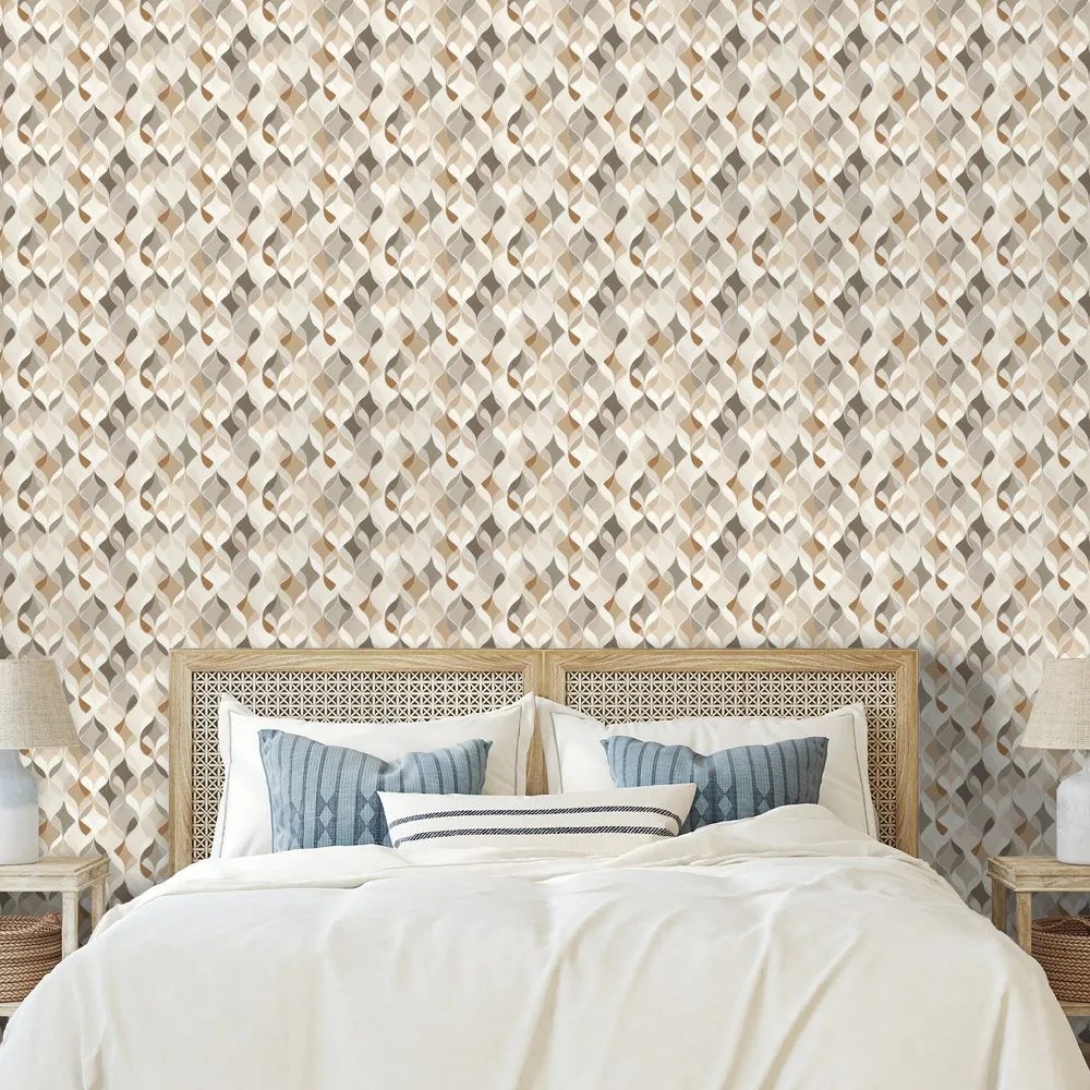 Samolepiaca tapeta béžová geometria s priestorovým efektom