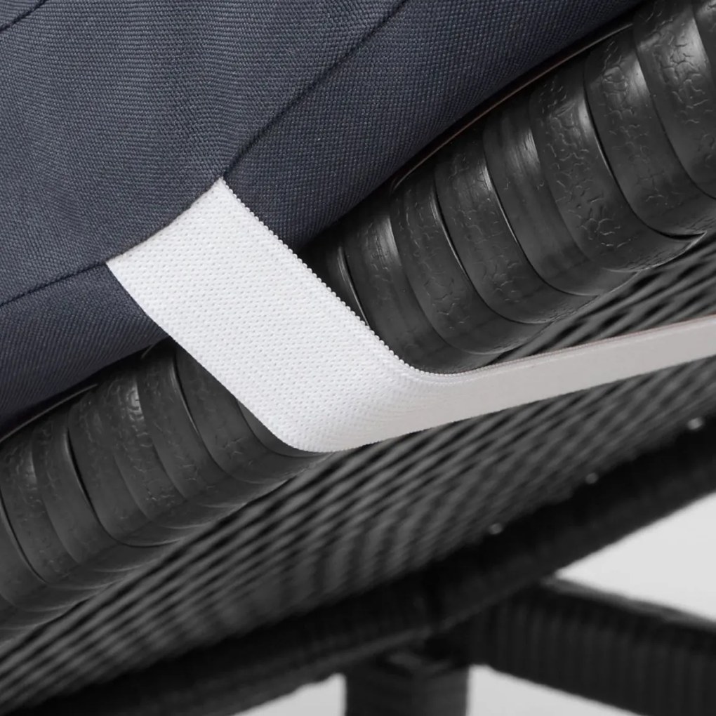 Záhradné lehátko HWC-A51 - polyratan, sivé vankúše basic 5cm - antracit