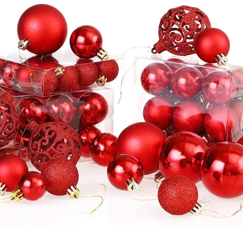 Súprava 100 ks vianočných gulí na stromček LORAS červená