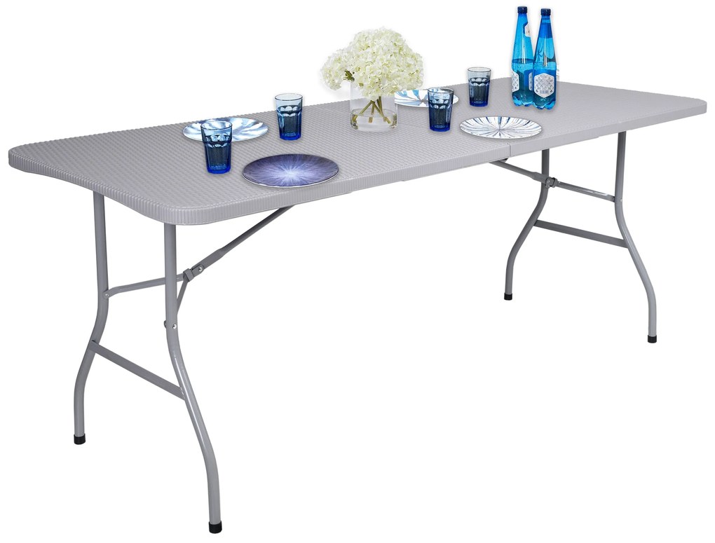 ShopJK SKLADACÍ STÔL 180 CM RATTAN ŠEDÝ