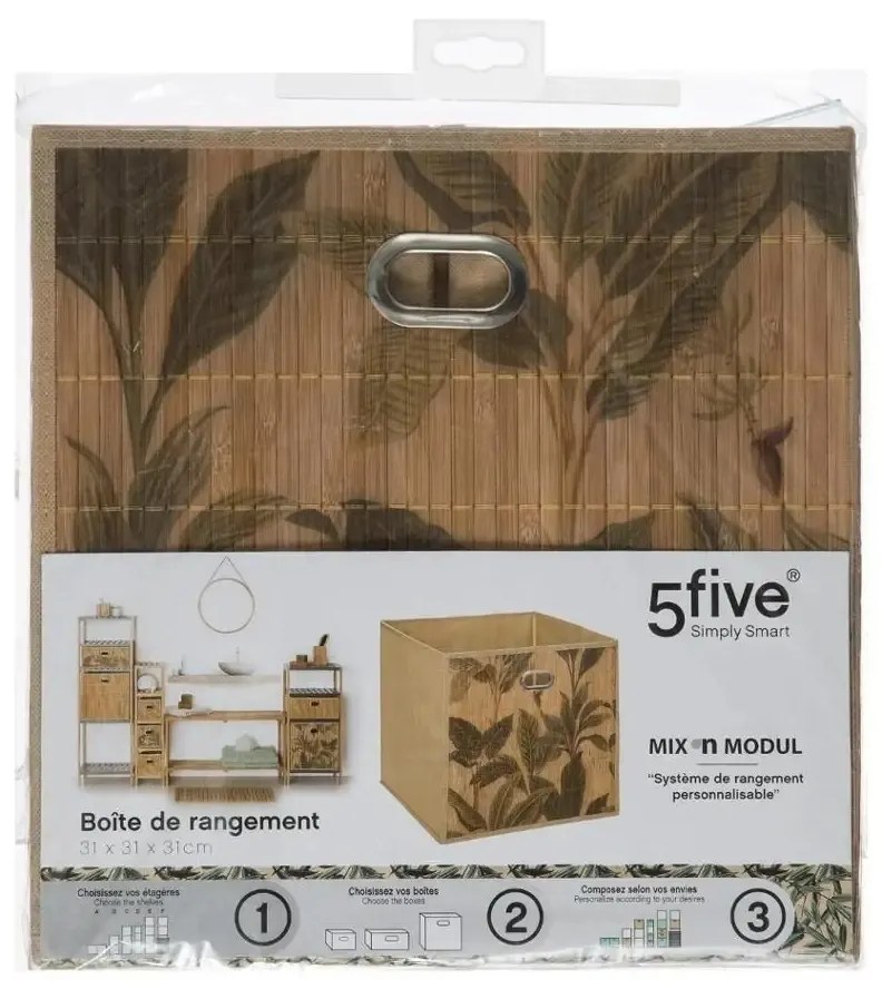 Úložný box Bamboo Flower, 31x31x31 cm, hnedá