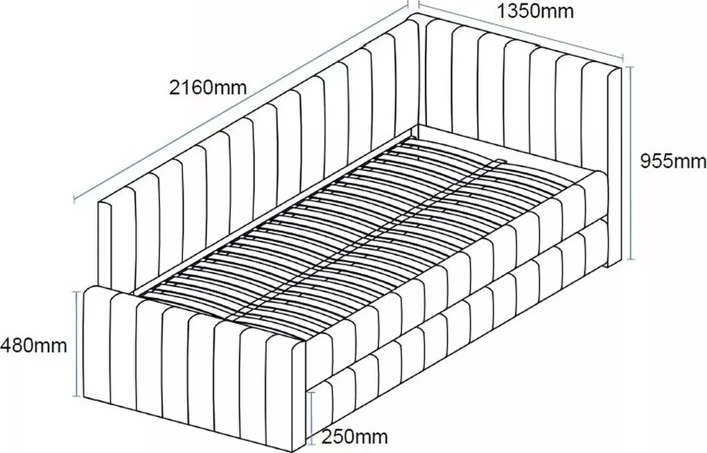 Jednolůžková postel Alfie 120x200 béžová II