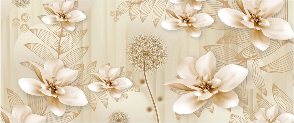 Obraz - Kompozícia zlatých kvetov (120x50 cm)