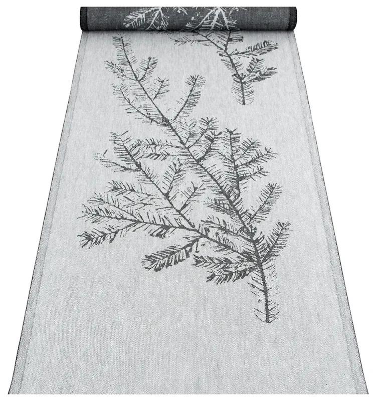 Ľanový běhúň Havu 46x150, sivo-čierny