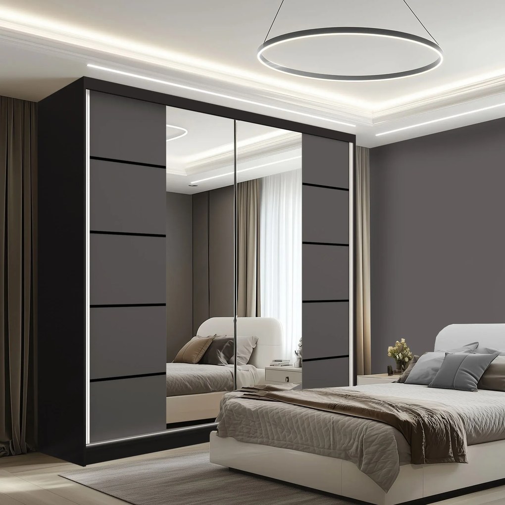 Šatníková skriňa SERENITY 200 cm šedý mat ME SERENITY SZP5/0/B/SR/0/HIAL