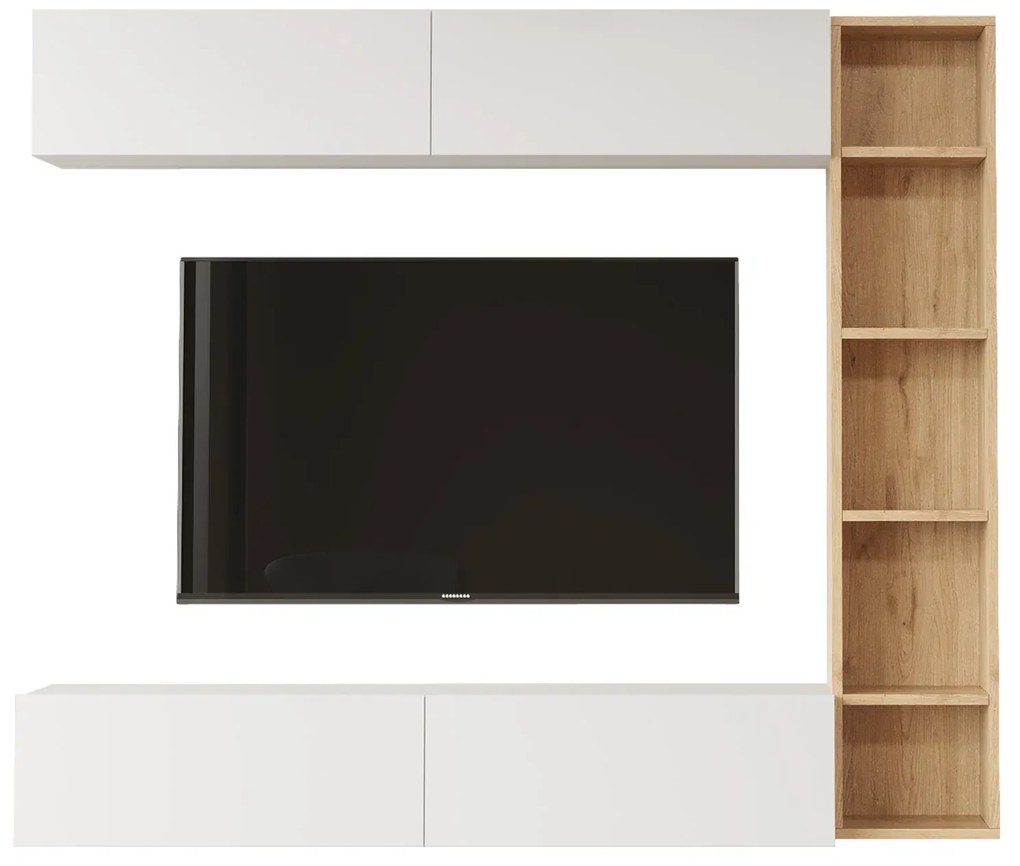 TV stena Houseland Cohen Oak Castello/biela