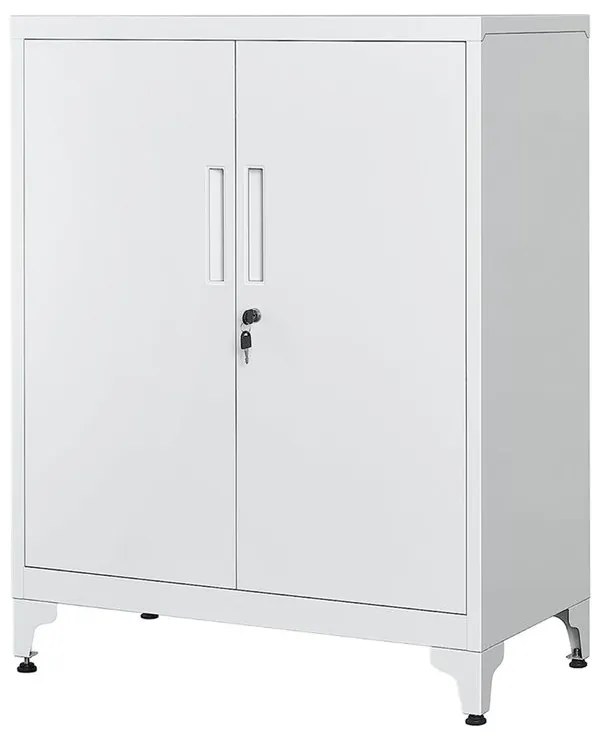 SONGMICS Oceľová kartotéka s 2 uzamykateľnými dvierkami – OMC013 Farba: sivá