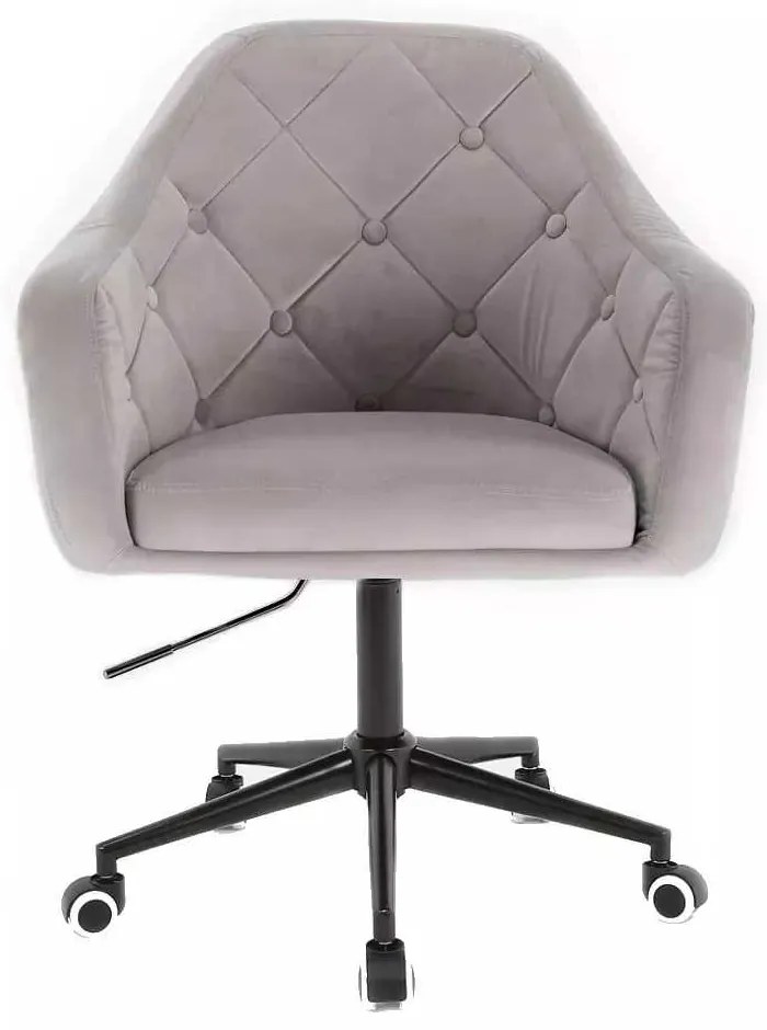 LuxuryForm DESIGN Kreslo ANDORA VELUR na čiernej podstave s kolieskami - svetlosivé