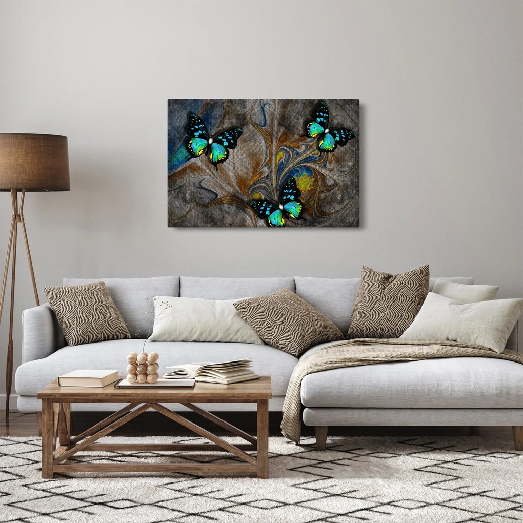 Obraz - Žiariví motýle na obraze (90x60 cm)