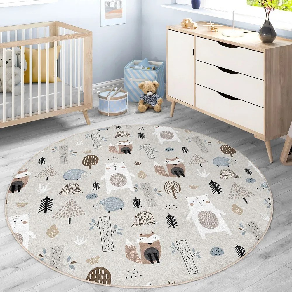Prateľný detský koberec ø120 cm Forest Friends – Mila Home
