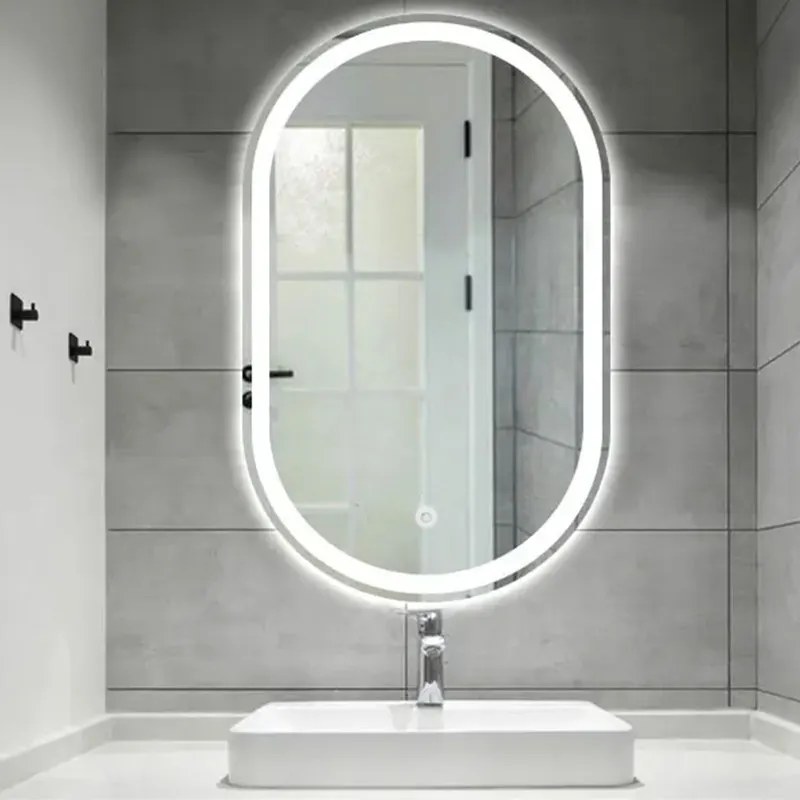 Oválné dotykové zrcadlo s LED osvětlením HALLO DDJ 80x60 cm