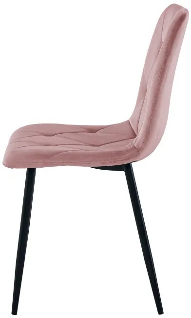 Set dvoch jedálenských stoličiek LIBRA zamatové, ružové / čierne nohy (2 ks)