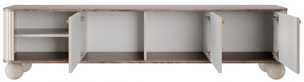 TV stolík Vespera 3D 187 cm - kašmírová / orech / zlatá / kašmírové nohy