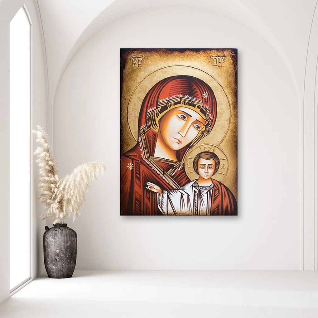 Gario Obraz na plátne Panna Mária s dieťaťom, byzantská ikona, Segovia Rozmery: 80 x 120 cm