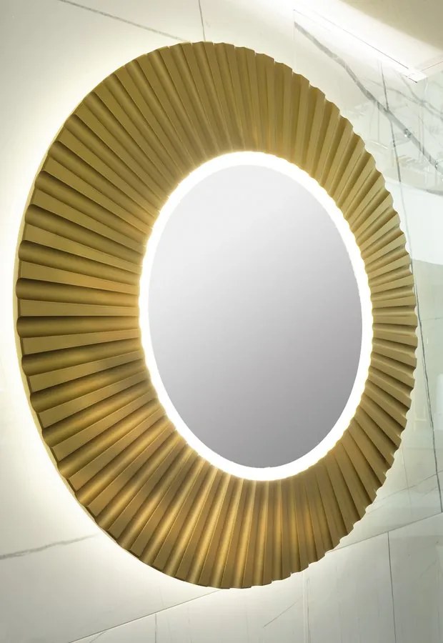 Sapho Sapho, PRIDE STRIP guľaté zrkadlo s LED osvetlením v ráme, priemer 75cm, zlatá, PD750