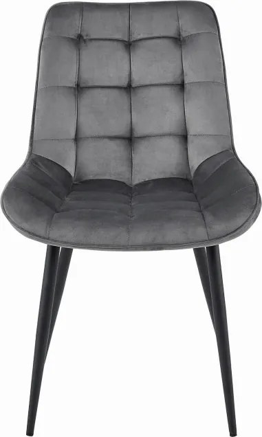 Set dvoch jedálenských stoličiek BERA zamatové tmavosivé / čierne nohy (2ks)