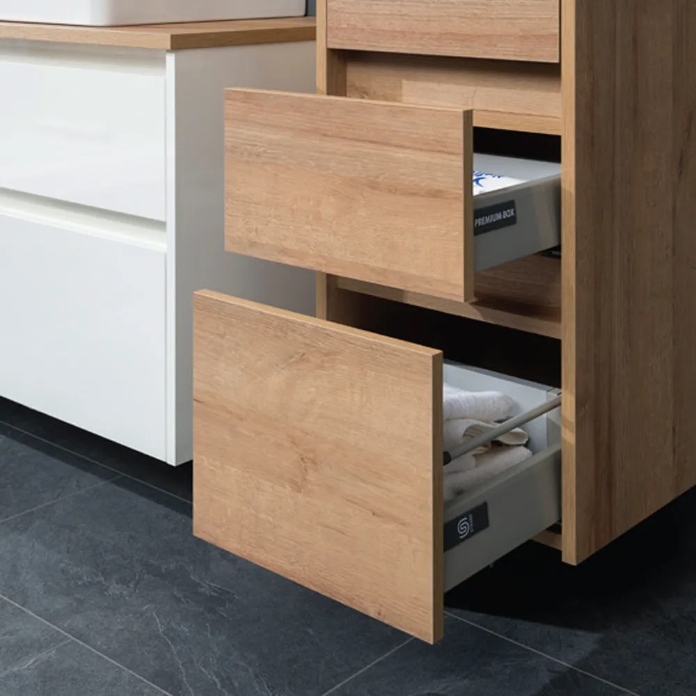 Mereo Opto kúpeľňová skrinka vysoká 125 cm, ľavé otváranie, Multidecor, Betón Chicago tmavosivý, MER-CN995LBCS2