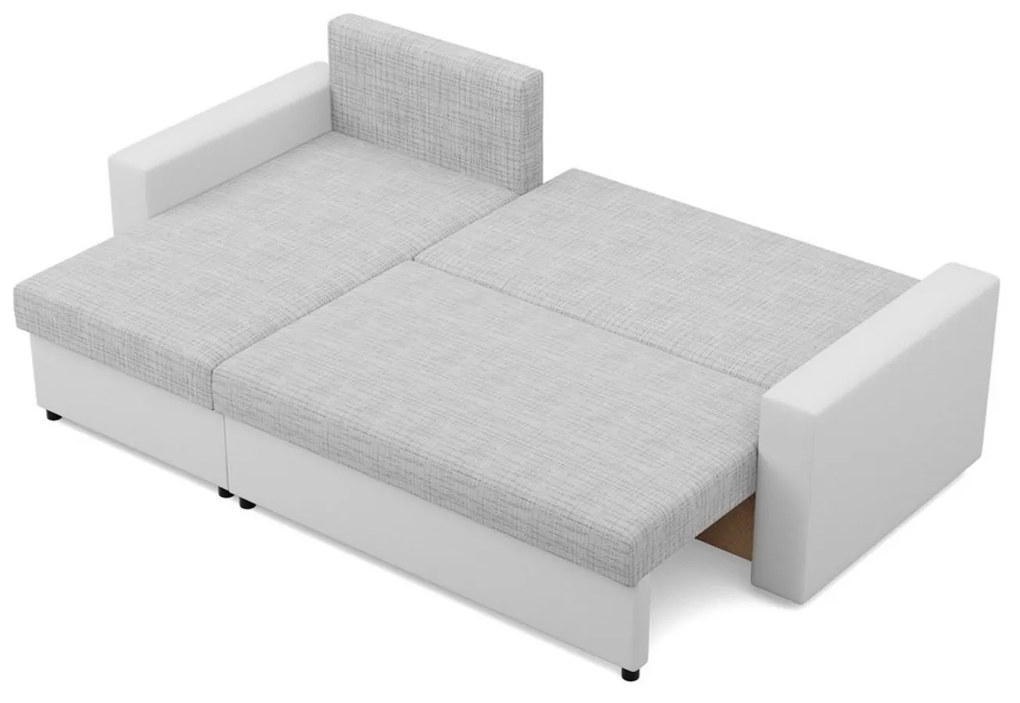Rohová rozkladacia sedacia súprava LUNA Sivá/biela