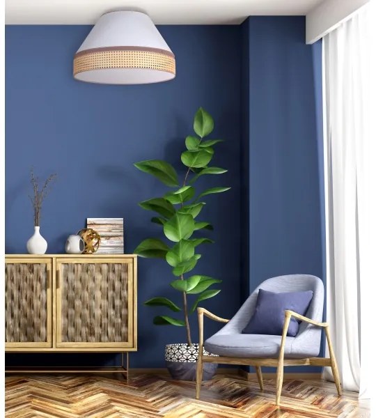 Duolla - Stropné svietidlo AVIGNON 1xE27/15W/230V pr. 50 cm biela/ratan