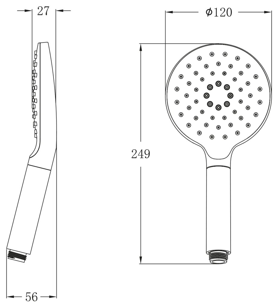 Sapho, Ručná sprchová hlavica otočná, 3 režimy sprchovania, priemer 120 mm, ABS/chróm, 1204-32