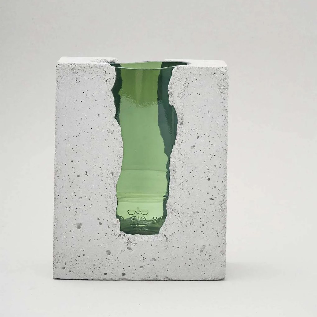 PRASKLO Umelecká váza Green Spirit 20 × 15 × 6 cm, hrdlo: 8 × 4,5 cm