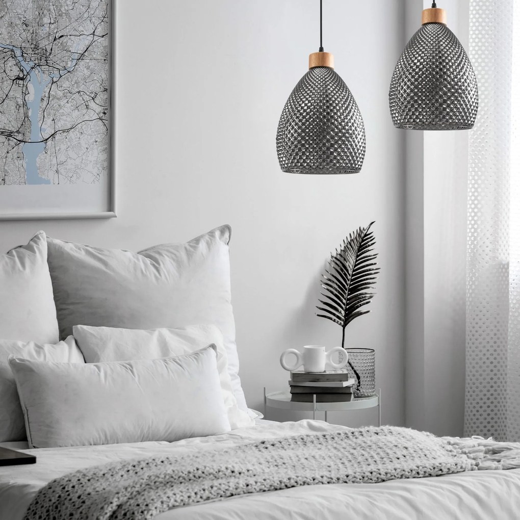 Toolight - Retro sklenená stropná lampa E27 60W APP897-1CP, čierna, OSW-05697